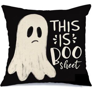 Halloween Pillow Cover 18X18 Inch Ghost Funny Halloween Saying Decoration Holida